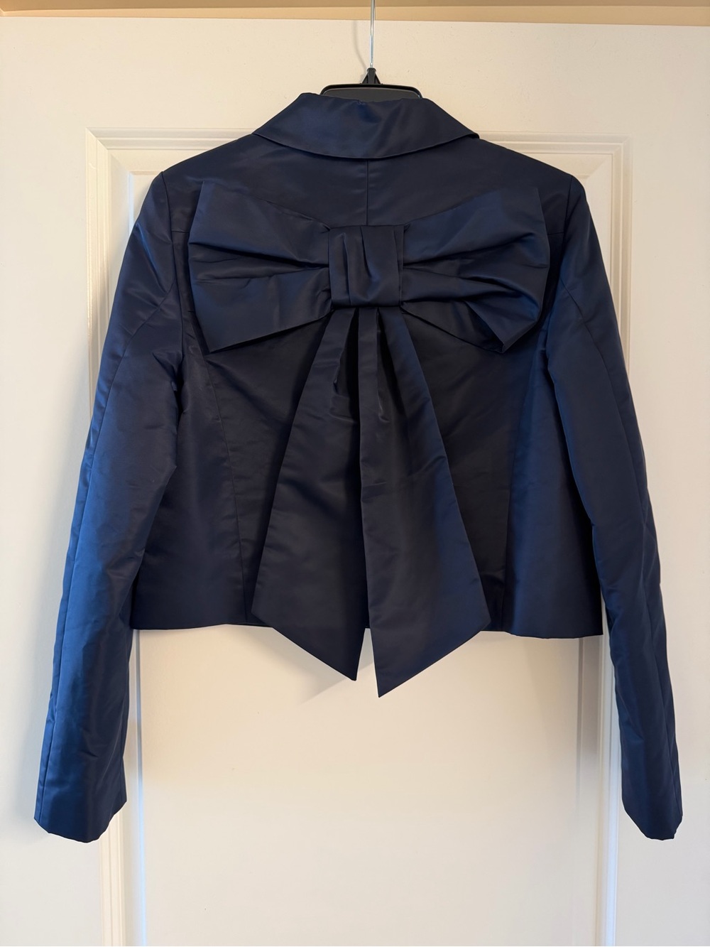 Sandy Liang Navy Rounded-Collar Cropped Jacket - Picture 2 of 6